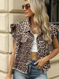 Miss Sparkling |Short Sleeve Ruffle Denim Vest-0