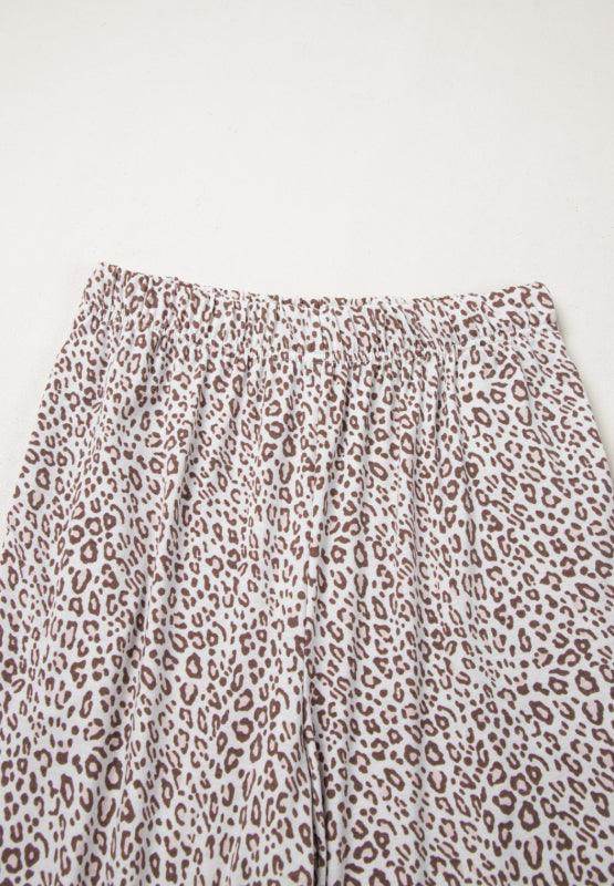Leopard Button Down Long Sleeve Top and Pants Lounge Set-4