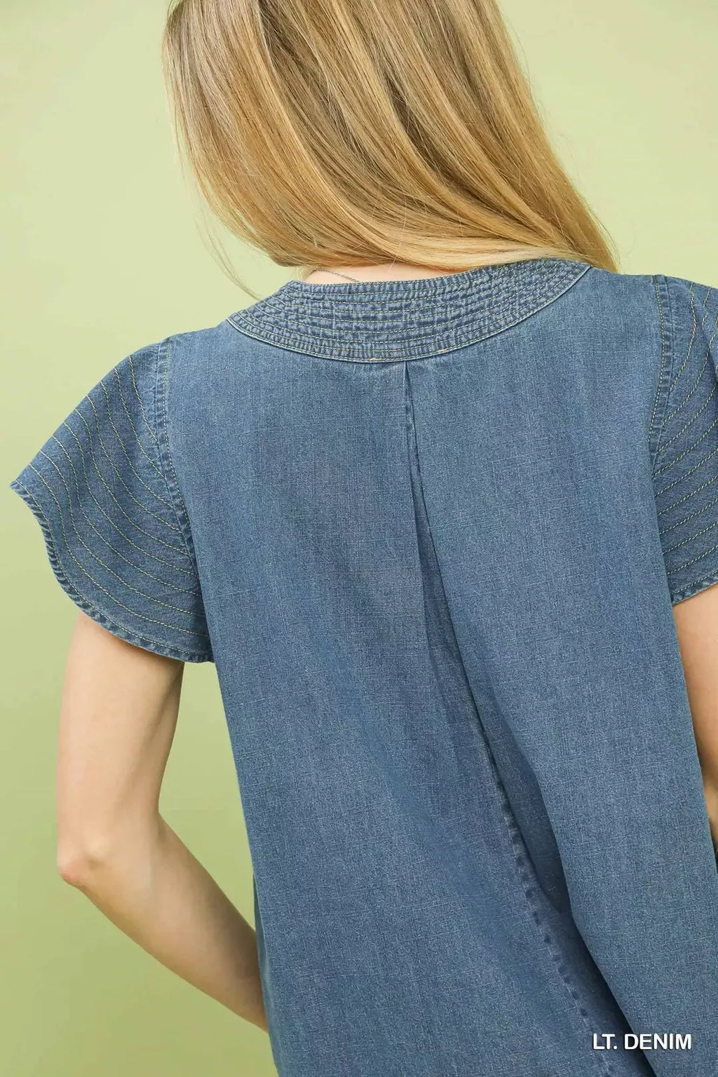 Umgee Cap Sleeve Denim Top-4