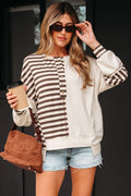 Ariana Stripe Stitched Oversized Sweatshirt-0
